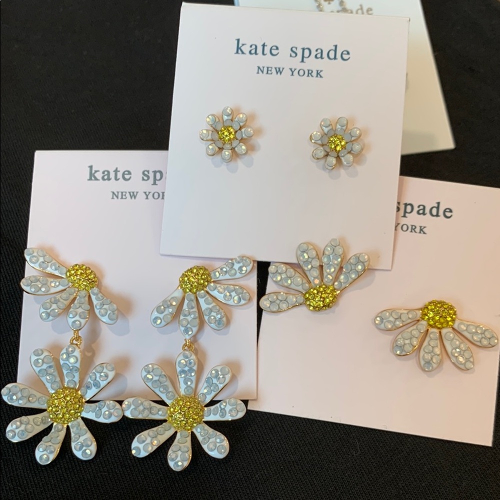 Kate Spade White and Yellow Daisy Earrings Set 3pc